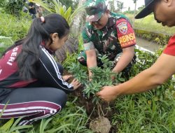 Babinsa Semarapura Kaja Hijaukan Bumi Bareng SMAN 2