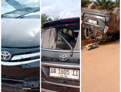 Laka Tunggal Mobil Dewan Hakim MTQH ke-18 Seruyan Terbalik